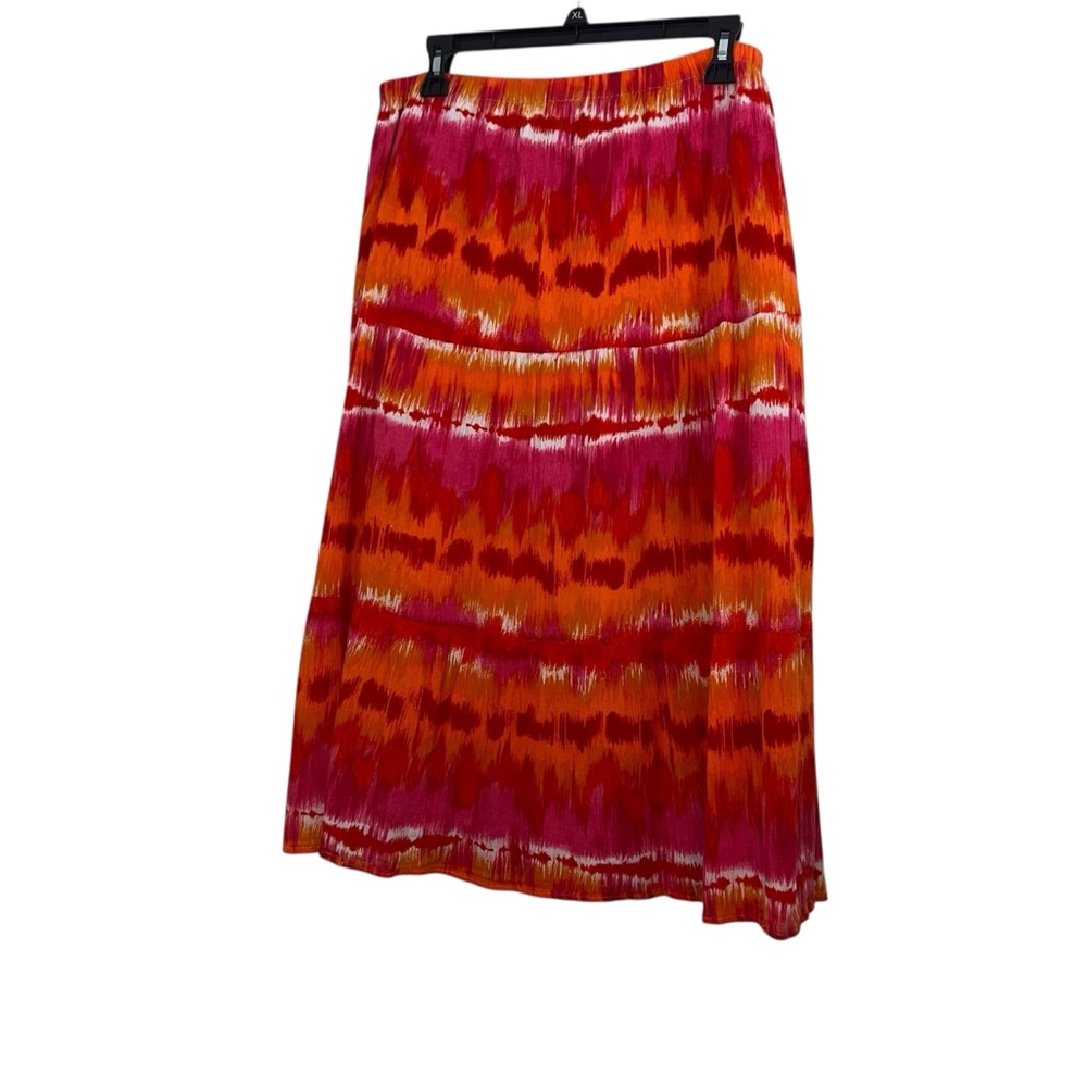 Vintage Tied Dyed Print Orange and Pink and White Flowy skirt Size small